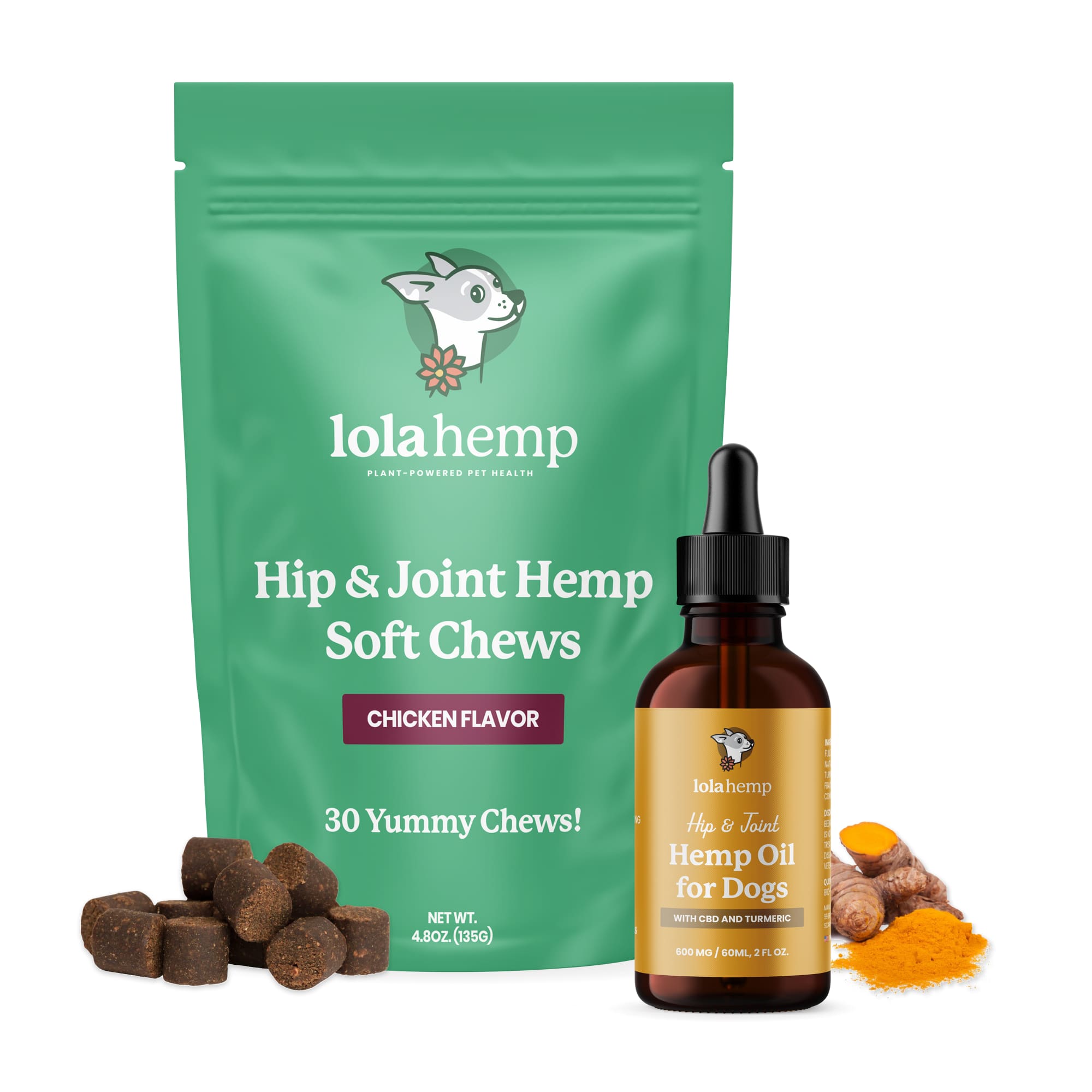 Lolahemp Hip Joint Bundle for Dogs CBD Chews Oil