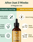 This image displays the time-related benefits of this product when used regularly in dogs.