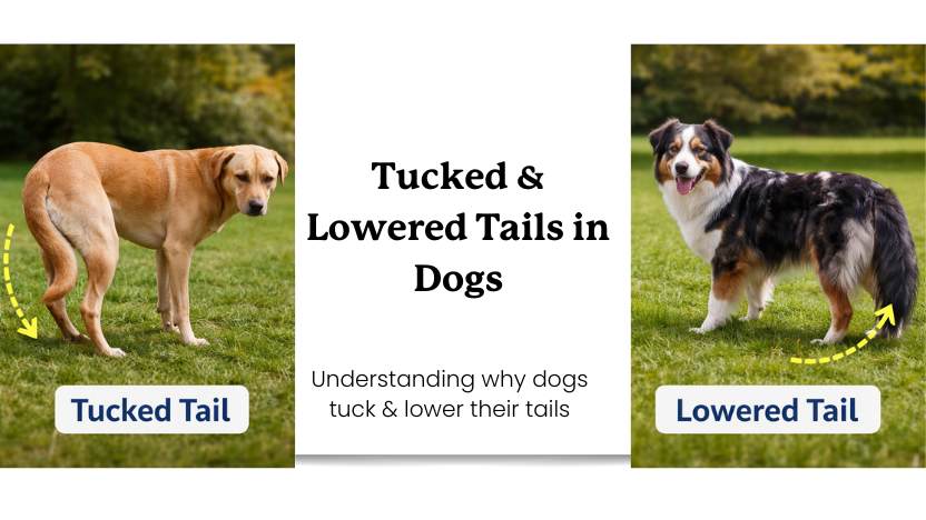 Tucked and lowered tails in dogs, with two examples