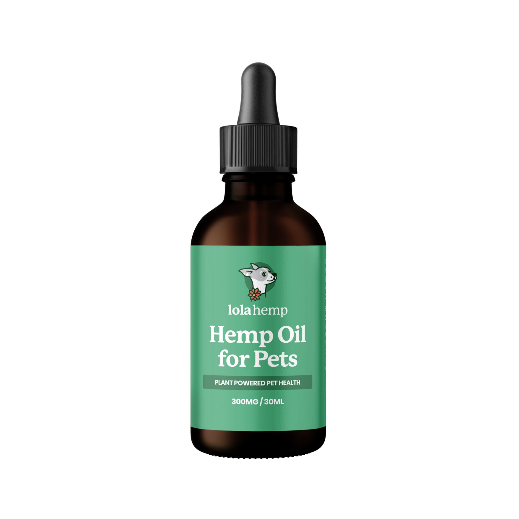 Bottle of Lolahemp Hemp Oil for Pets on a white background