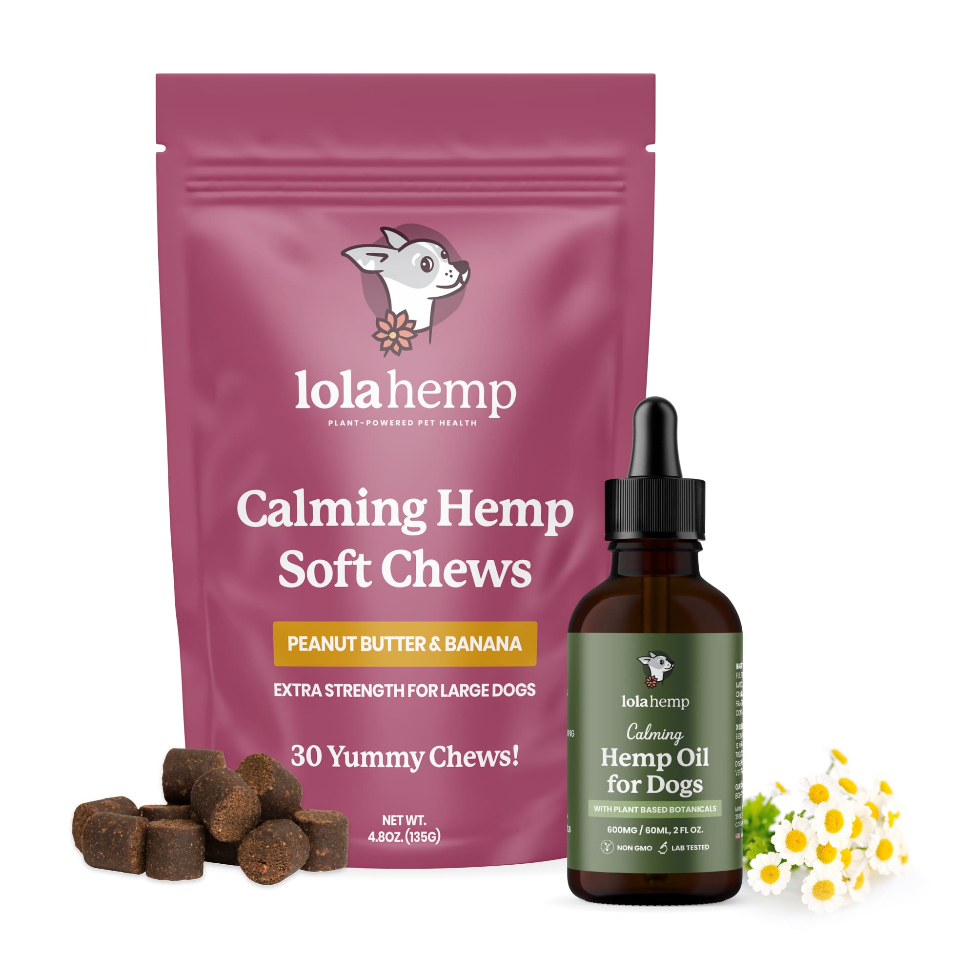Lolahemp Calming Hemp Bundle for Dogs | Calming Oil & Chews