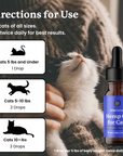 Lola Hemp Hemp Oil for Cats with usage instructions and a cat looking at the bottle.