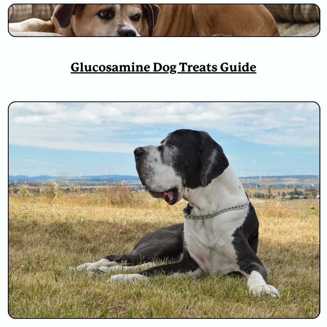 Old dog - text 'glucosamine dog treats guide'