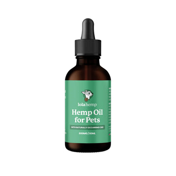 Front of brown lolahemp 600mg hemp oil bottle with green label on a white background